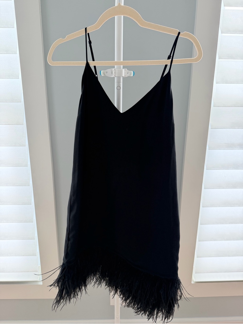 Lavender brown xs Black Feather Hem Slip Dress